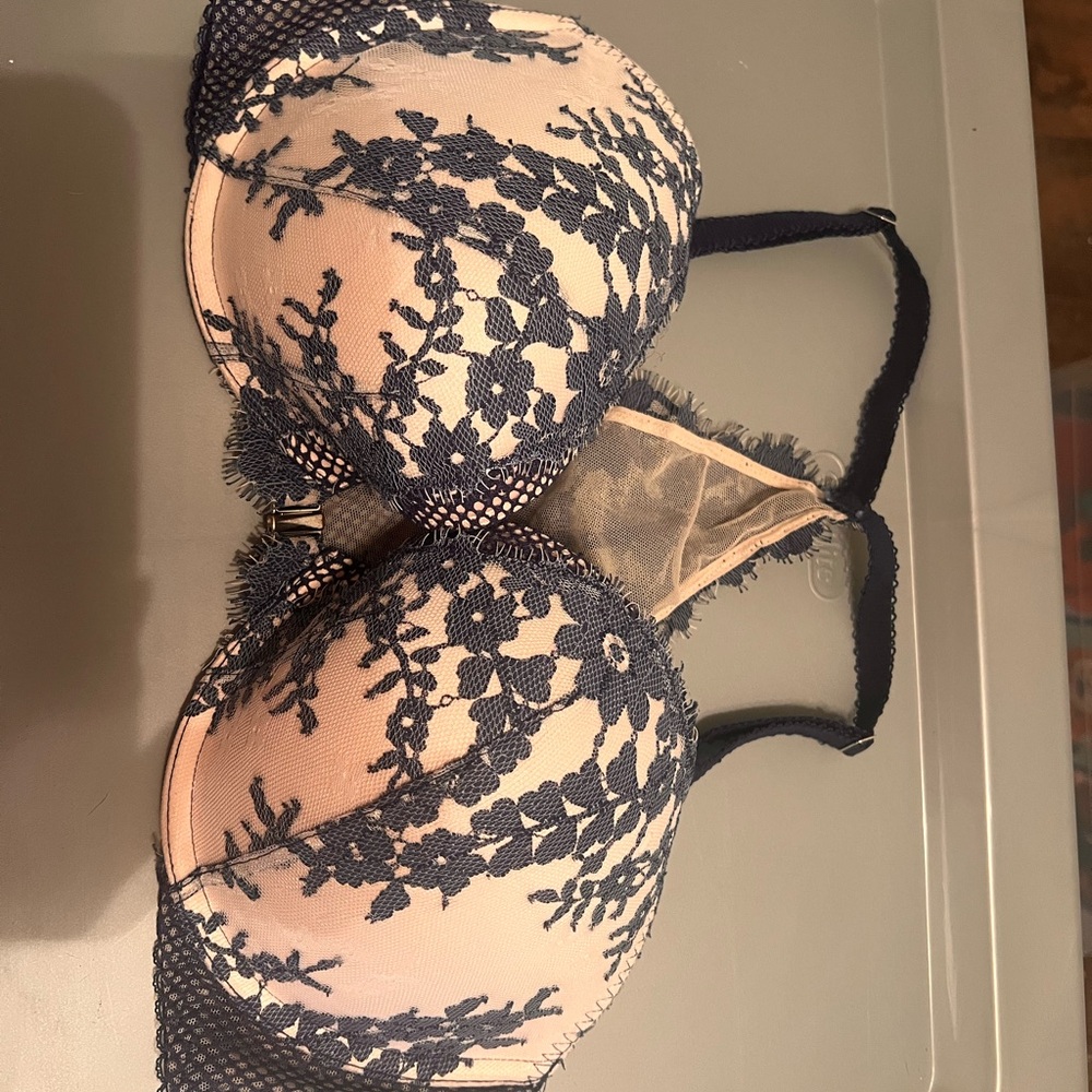 Victoria's Secret Cream and Blue Lace Bra